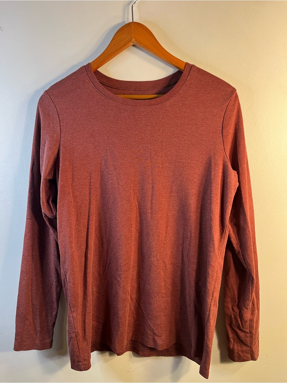 Long Sleeve Crewneck Tee Shirt - Maroon Heather T2XL